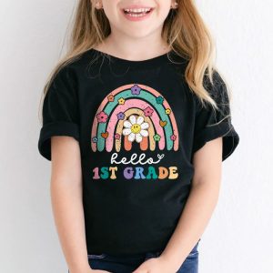 Retro First Day of School Hello 1st Grade Teacher Rainbow T Shirt 2 1