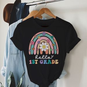 Hello 1st Grade Retro Rainbow Cute First Day Of School Outfits T-Shirt 2