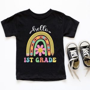 Retro First Day of School Hello 1st Grade Teacher Rainbow T Shirt 6 1