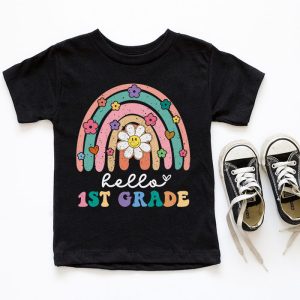 Retro First Day of School Hello 1st Grade Teacher Rainbow T Shirt 6