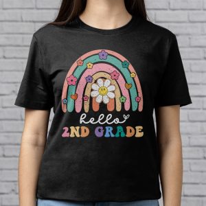 Retro First Day of School Hello 2nd Grade Teacher Rainbow T Shirt 5 1