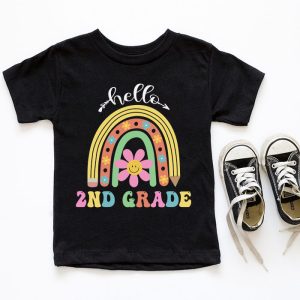 Retro First Day of School Hello 2nd Grade Teacher Rainbow T Shirt 6 1