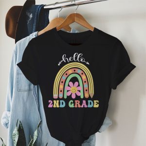 Hello 2nd Grade Retro Rainbow Cute First Day Of School Outfits T-Shirt 4