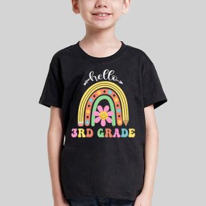 Retro First Day of School Hello 3rd Grade Teacher Rainbow T Shirt 1 3