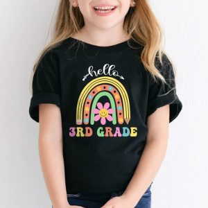 Retro First Day of School Hello 3rd Grade Teacher Rainbow T Shirt 2 3