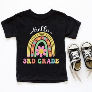 Retro First Day of School Hello 3rd Grade Teacher Rainbow T Shirt 6 1