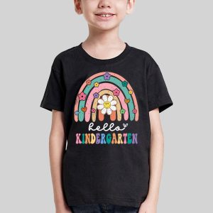 Retro First Day of School Hello Kindergarten Teacher Rainbow T Shirt 1 1