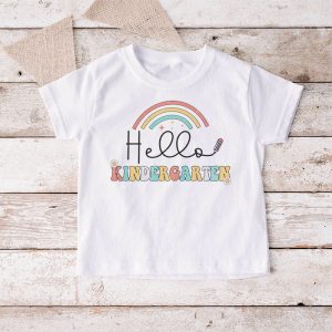 Retro First Day of School Hello Kindergarten Teacher Rainbow T Shirt 4 2