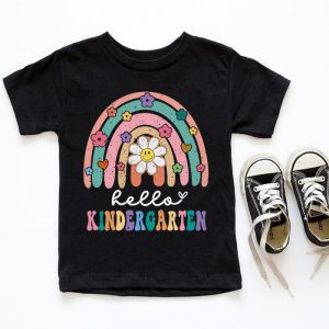 Retro First Day of School Hello Kindergarten Teacher Rainbow T Shirt 6