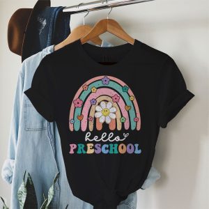 Hello Preschool Retro Rainbow Cute First Day Of School Outfits T-Shirt 2