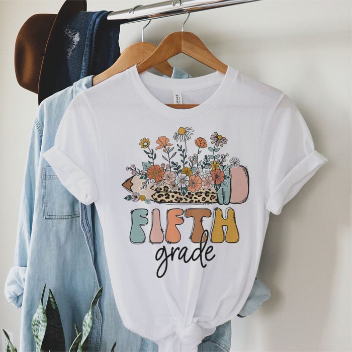 Retro Floral Fifth Grade Vibes Back To School Teachers Kids T Shirt 1 2