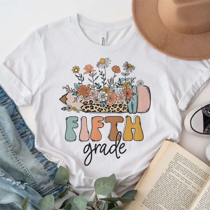 Retro Floral Fifth Grade Vibes Back To School Teachers Kids T Shirt 3 2