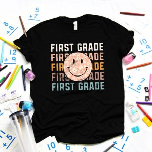 Retro Floral First Grade Teachers Back To School Student T Shirt 4