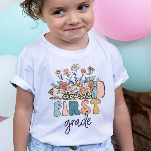 Retro Floral First Grade Vibes Back To School Teachers Kids T Shirt 2 2