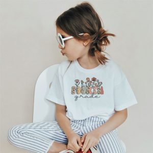 First Day Of School Outfits Fourth Grade Back To School Retro Flower T-Shirt 3