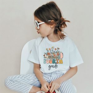 First Day Of School Outfits Fourth Grade Back To School Retro Flower T-Shirt 4