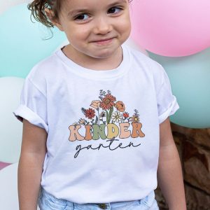 Retro Floral Kindergarten Vibes Back To School Teachers Kids T Shirt 2 1