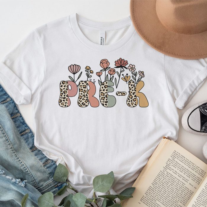 Retro Floral Pre k Vibes Back To School Teachers Kids T Shirt 3