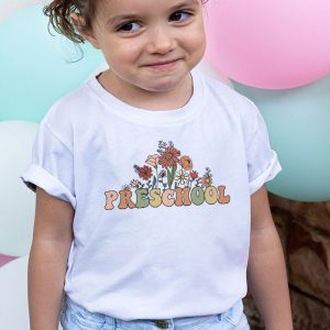 Retro Floral Preschool Vibes Back To School Teachers Kids T Shirt 2