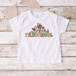 Retro Floral Preschool Vibes Back To School Teachers Kids T Shirt 4