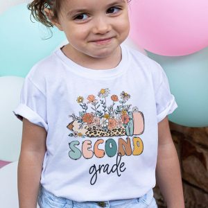 Retro Floral Second Grade Vibes Back To School Teachers Kids T Shirt 2 2