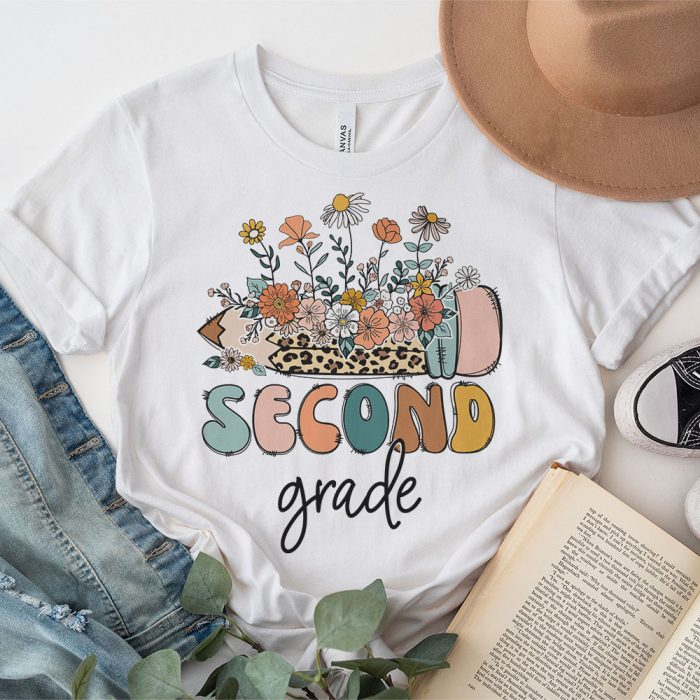 Retro Floral Second Grade Vibes Back To School Teachers Kids T Shirt 3 2