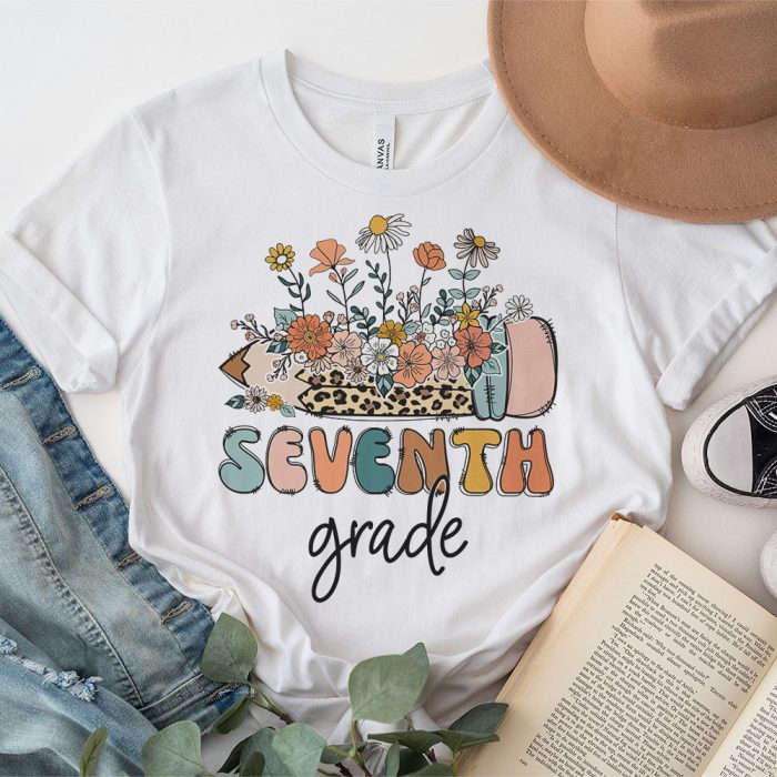 Retro Floral Seventh Grade Vibes Back To School Teachers Kids T Shirt 3 2