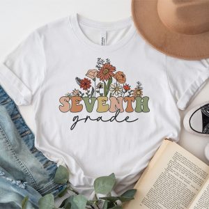 Retro Floral Seventh Grade Vibes Back To School Teachers Kids T Shirt 3