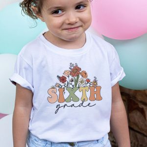 Retro Floral Sixth Grade Vibes Back To School Teachers Kids T Shirt 2