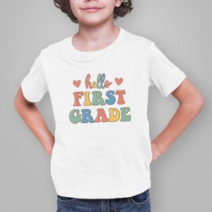 Retro Hello First Grade Crew Teacher Back To School Student T Shirt 2 3