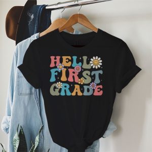 Retro Hello First Grade Crew Teacher Back To School Student T-Shirt