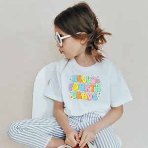 First Day Of School Retro Hello Fourth Grade Back To School Cute Gift T-Shirt 1