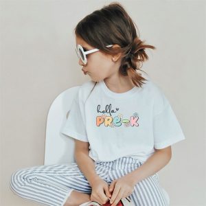 First Day Of School Retro Hello Pre-K Back To School Cute Gift T-Shirt 5