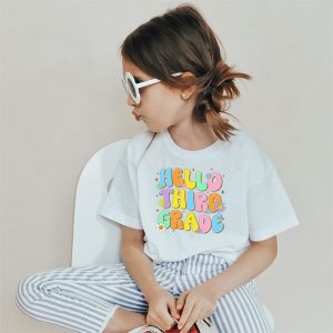 First Day Of School Retro Hello Third Grade Back To School Cute Gift T-Shirt 1