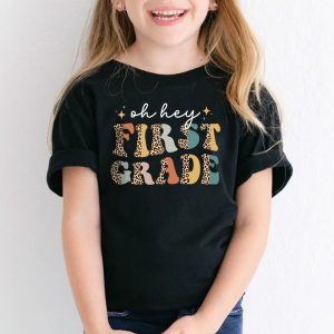 Retro Oh Hey 1st Grade Back To School Leopard Teachers T Shirt 2 3