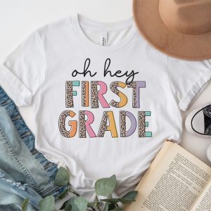 Retro Oh Hey 1st Grade Back To School Leopard Teachers T Shirt 3