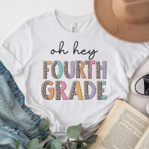 Retro Oh Hey 4th Grade Back To School Leopard Teachers T Shirt 3