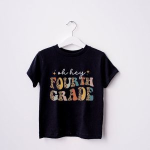 Retro Oh Hey 4th Grade Back To School Leopard Teachers T Shirt 4 3