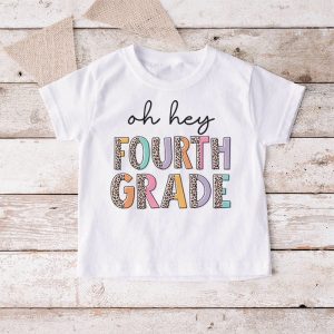 Retro Oh Hey 4th Grade Back To School Leopard Teachers T Shirt 4