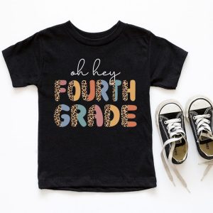 Retro Oh Hey 4th Grade Back To School Leopard Teachers T Shirt 6