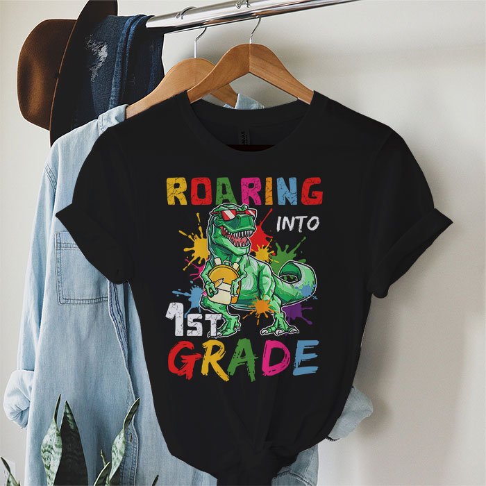 Roaring-1st-Grade-Cool-Dinosaur-Back-to-School-For-Kids-Boys-T-Shirt-1-1-1 Roaring 1st Grade Cool Dinosaur Back to School For Kids Boys T Shirt 1 1 1