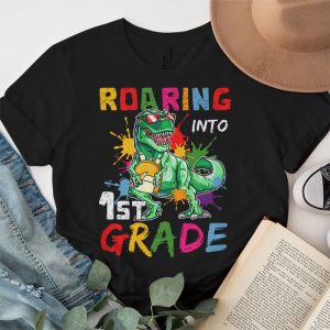 Back To School Roaring 1st Grade Cool Dinosaur For Kids Boys Girls T-Shirt 1 2 Roaring 1st Grade Cool Dinosaur Back to School For Kids Boys T Shirt 1 1 2