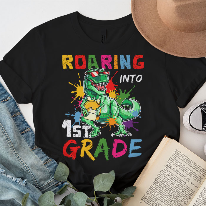Roaring-1st-Grade-Cool-Dinosaur-Back-to-School-For-Kids-Boys-T-Shirt-1-1-2 Roaring 1st Grade Cool Dinosaur Back to School For Kids Boys T Shirt 1 1 2