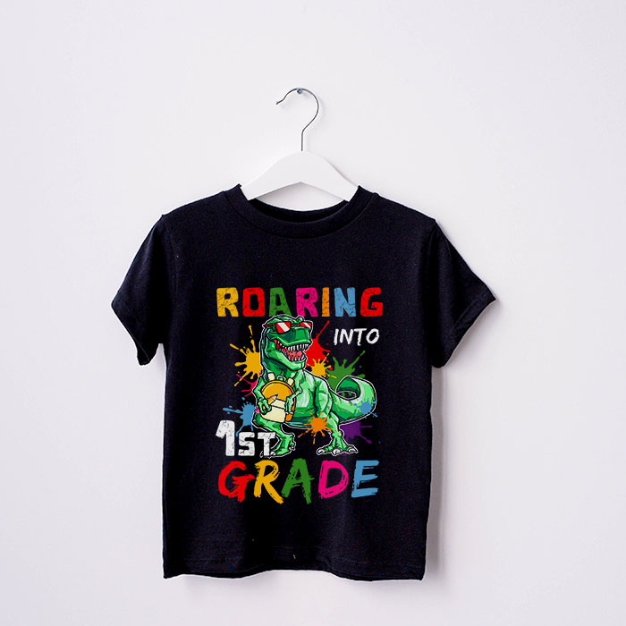 Roaring-1st-Grade-Cool-Dinosaur-Back-to-School-For-Kids-Boys-T-Shirt-1-1-3 Roaring 1st Grade Cool Dinosaur Back to School For Kids Boys T Shirt 1 1 3