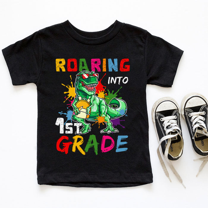 Roaring-1st-Grade-Cool-Dinosaur-Back-to-School-For-Kids-Boys-T-Shirt-1-1-4 Roaring 1st Grade Cool Dinosaur Back to School For Kids Boys T Shirt 1 1 4