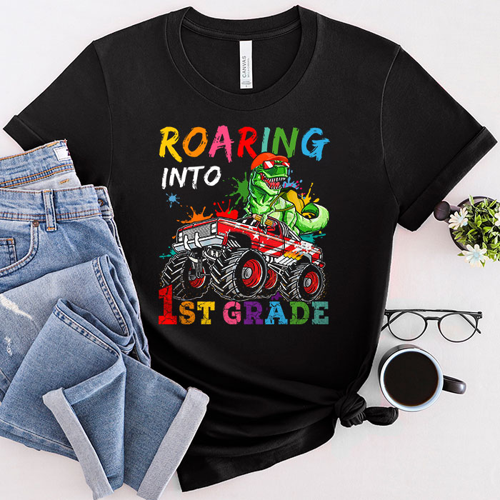 Roaring-1st-Grade-Cool-Dinosaur-Back-to-School-For-Kids-Boys-T-Shirt-2-1 Roaring 1st Grade Cool Dinosaur Back to School For Kids Boys T-Shirt 2-1
