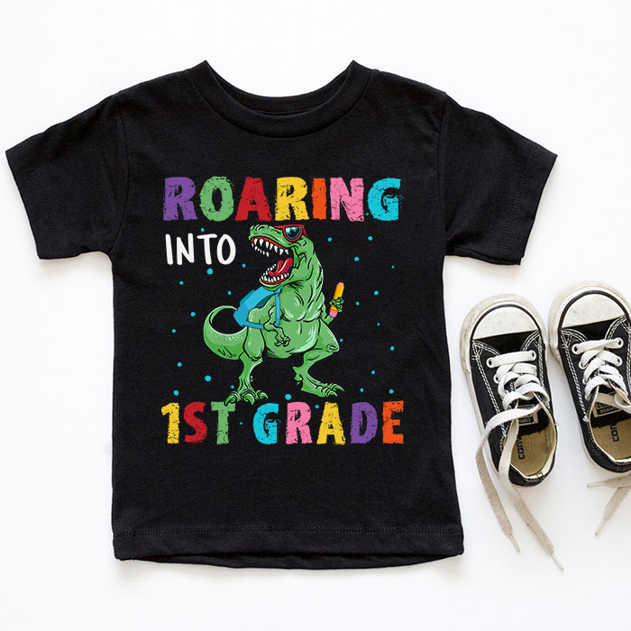 Roaring-1st-Grade-Cool-Dinosaur-Back-to-School-For-Kids-Boys-T-Shirt-3-1-4 Roaring 1st Grade Cool Dinosaur Back to School For Kids Boys T Shirt 3 1 4