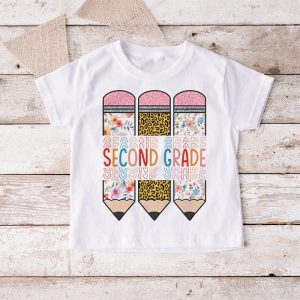 Second Grade Leopard Pencil Retro Teachers Back To School T Shirt 4