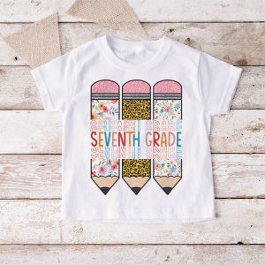 Seventh Grade Leopard Pencil Retro Teachers Back To School T Shirt 4