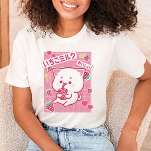 Strawberry Shake Strawberry Milk Cat Kawaii Neko Anime T-Shirt